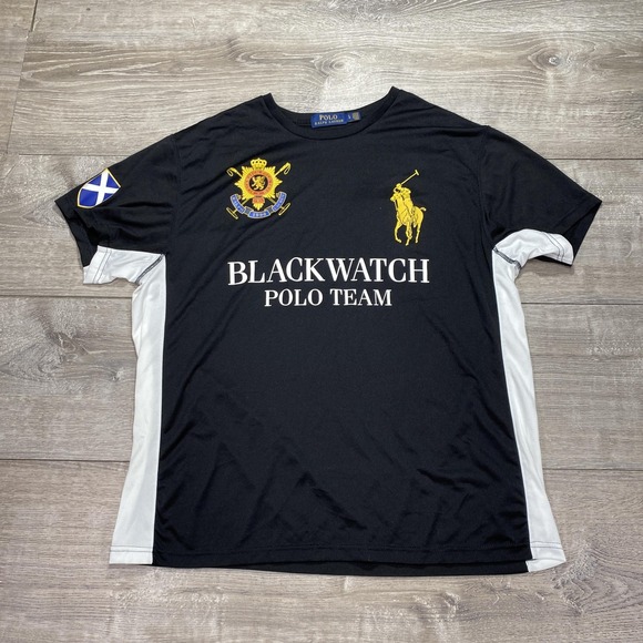 Polo Ralph Lauren Shirt Mens Large Blackwatch Polo Team Black Crest Logo Large - Picture 1 of 11